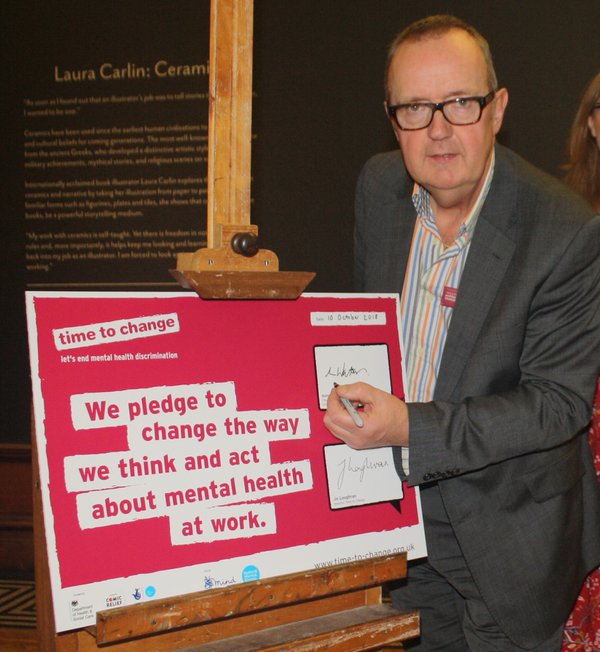 Iain Watson signs the Time to Change mental health pledge
