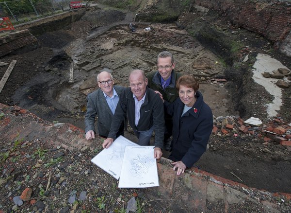  Councillor Eddie Darke, archaeologist Nick Hodgson, museum manager Geoff Woodward and Mayor of North Tyneside Norma Redfearn